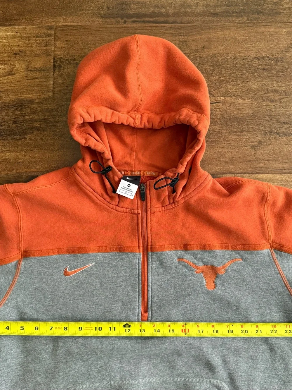 Nike Orange Half-Zip Hoodie with Black Zipper Accents